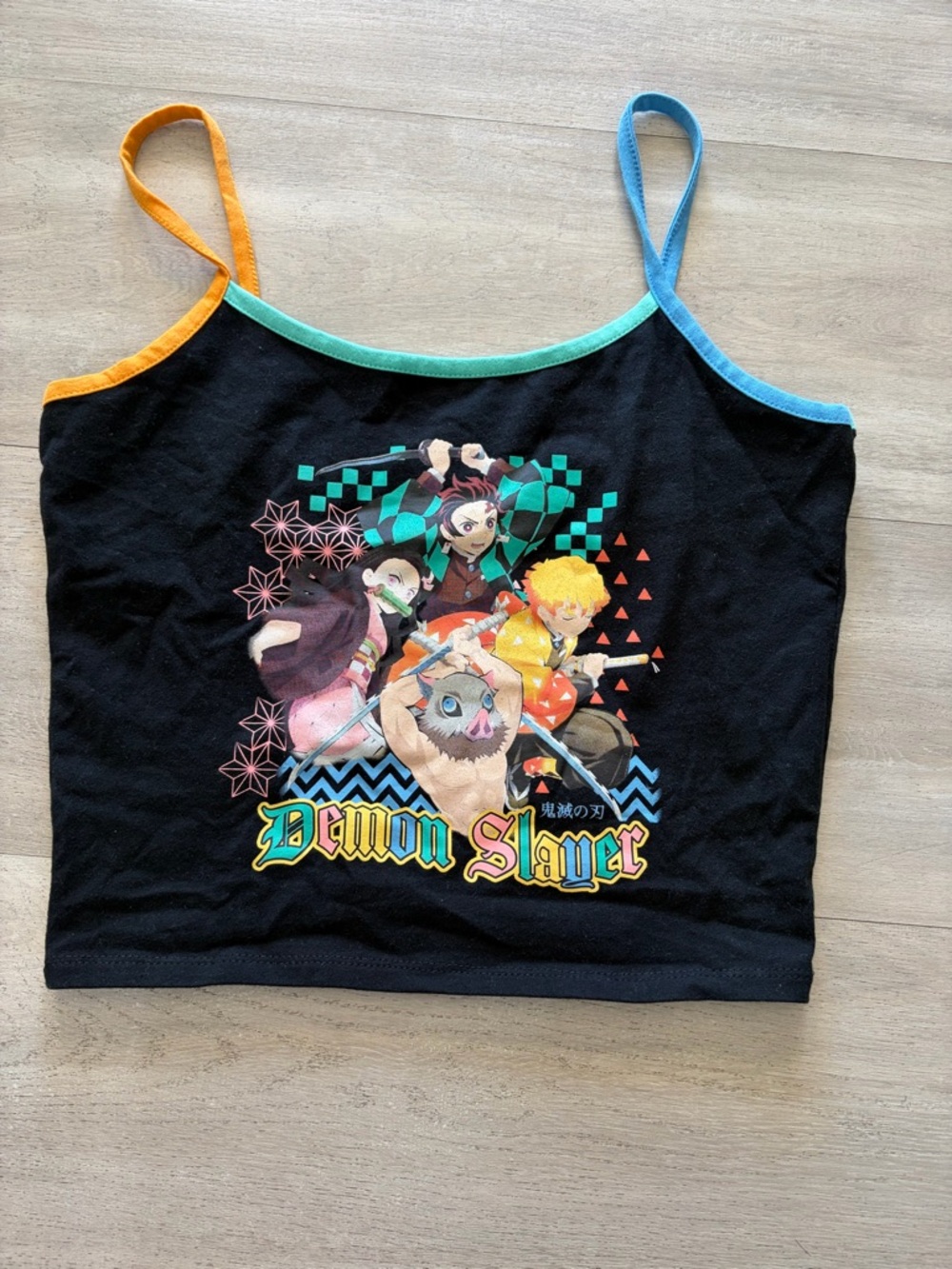 Demon Slayer Black Graphic Cami Tank with Color Trim